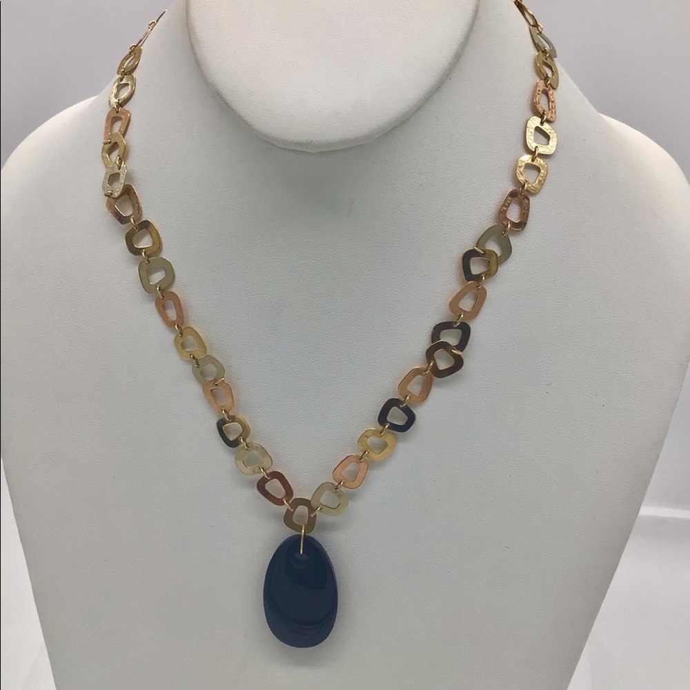14KY/RG/WG Yellow Gold Necklace Onyx Pendant NW